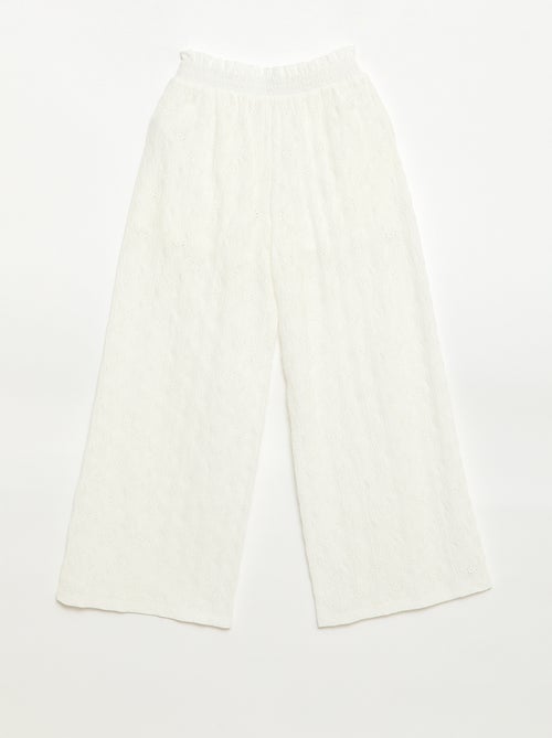 Wide-leg Broderie Anglaise Trousers - Kiabi