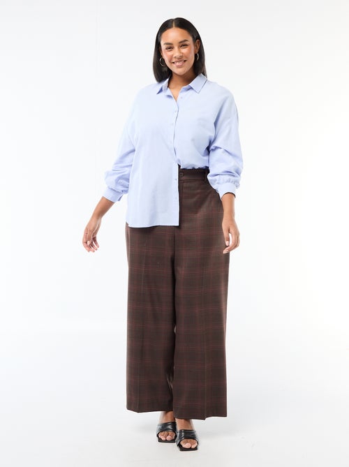 Wide Leg Check Trousers - Kiabi