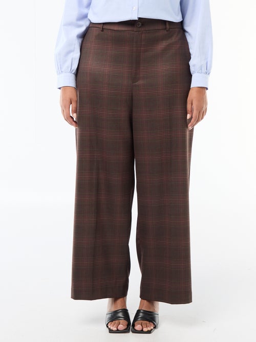 Wide Leg Check Trousers - Kiabi