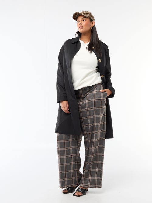 Wide Leg Check Trousers - Kiabi