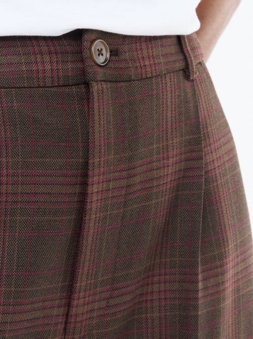 Wide-Leg Checkered Trousers - Kiabi