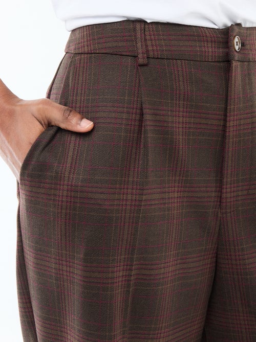 Wide-Leg Checkered Trousers - Kiabi