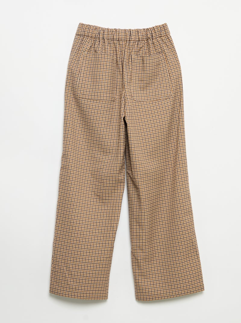 Wide-leg checkered trousers Brown - Kiabi
