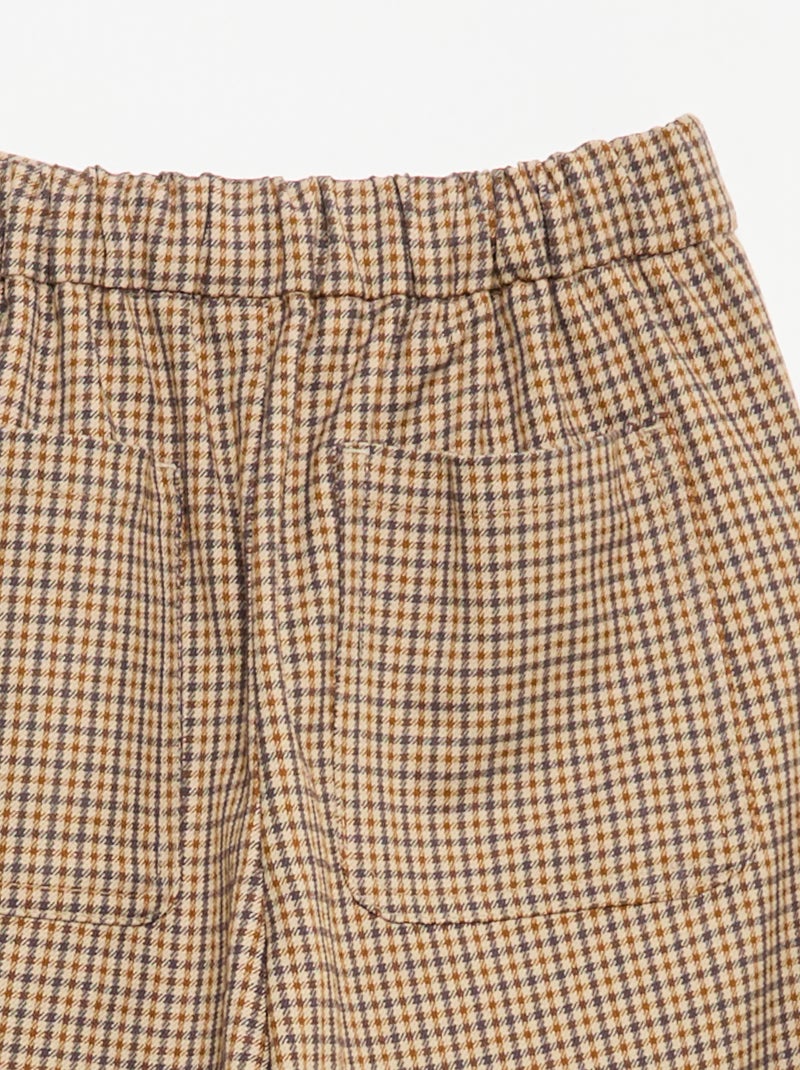 Wide-leg checkered trousers Brown - Kiabi