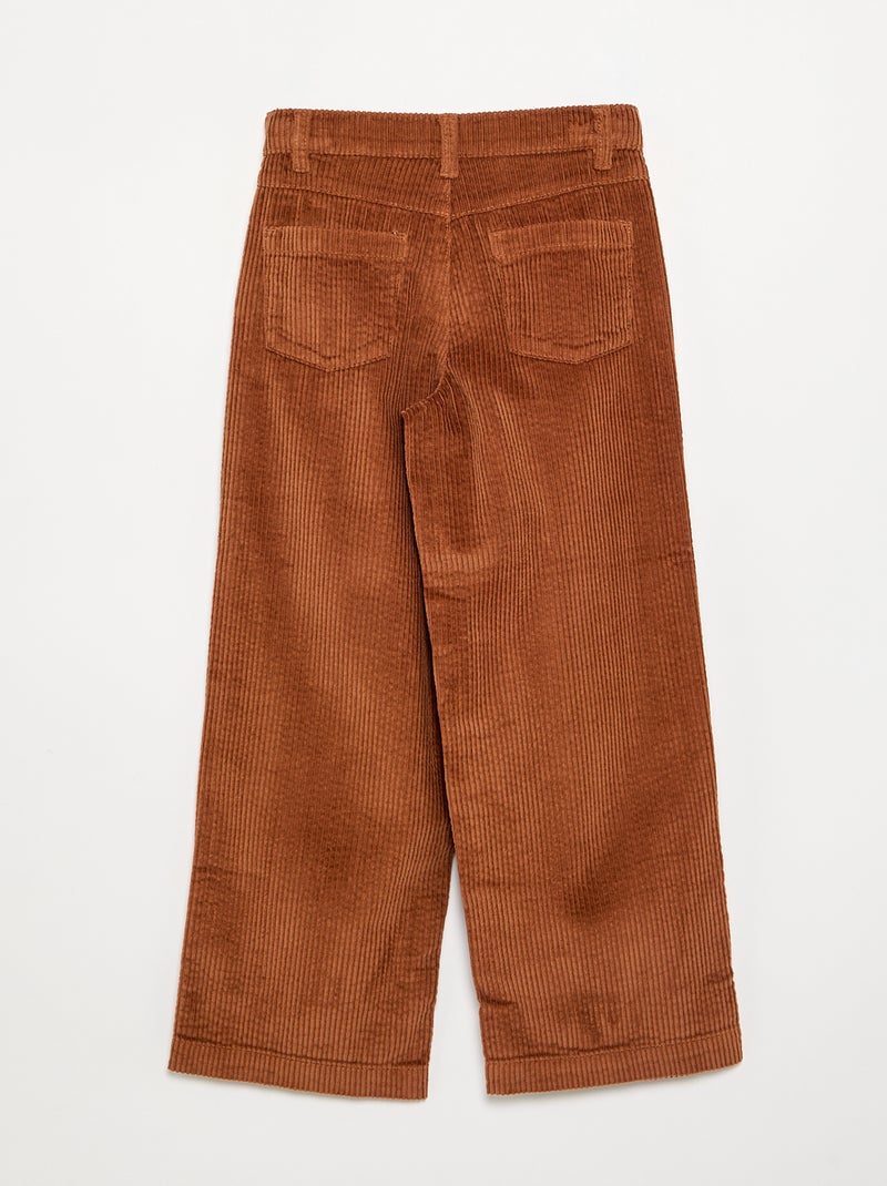 Wide-Leg-Cordhose Braun - Kiabi