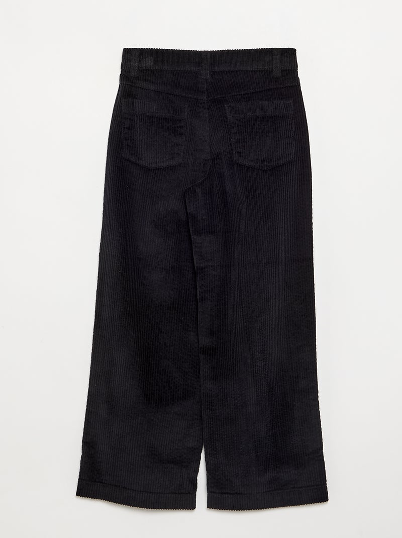 Wide Leg Corduroy Trousers Black - Kiabi