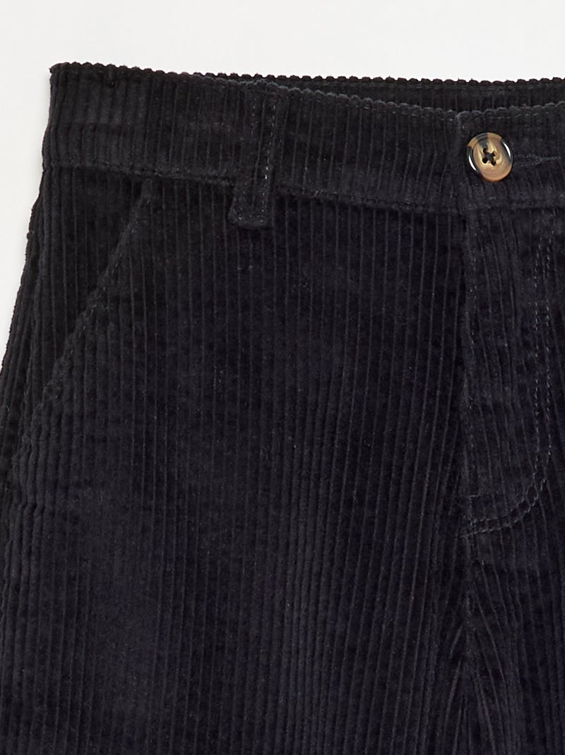 Wide Leg Corduroy Trousers Black - Kiabi