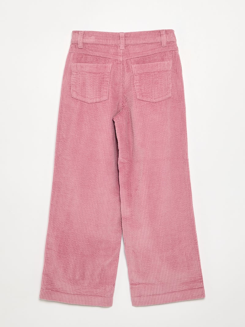 Wide Leg Corduroy Trousers Pink - Kiabi