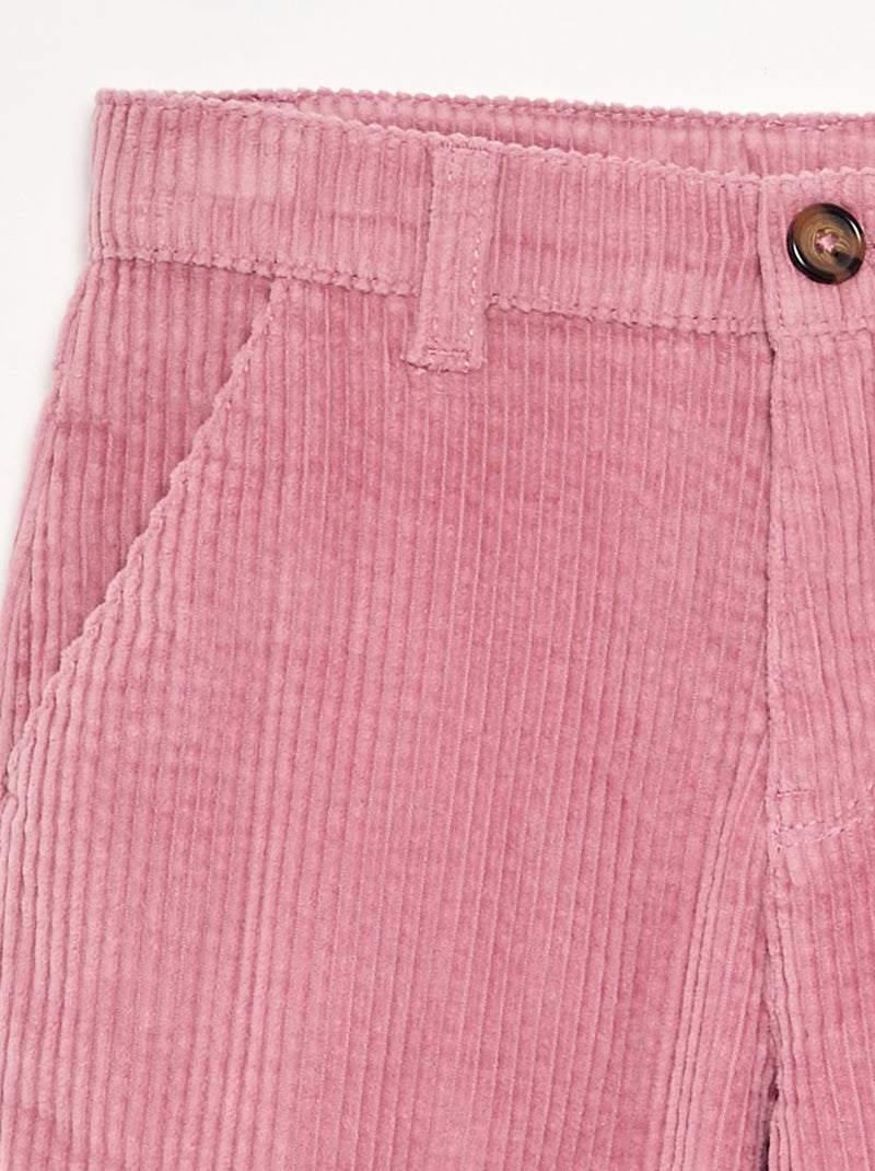 Wide Leg Corduroy Trousers Pink - Kiabi