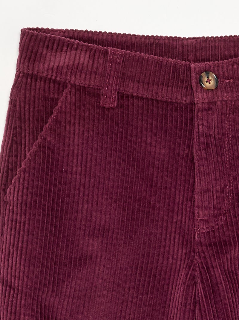 Wide Leg Corduroy Trousers Pink - Kiabi