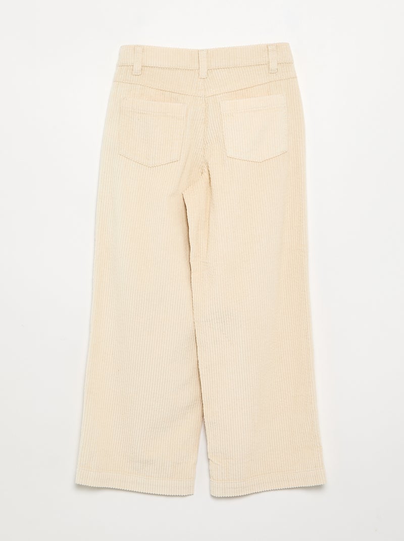 Wide Leg Corduroy Trousers White - Kiabi