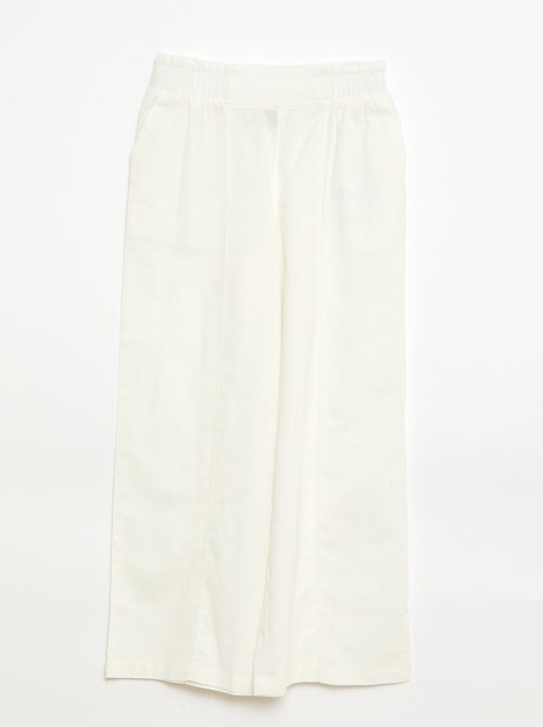 Wide Leg Cotton Blend Trousers - Kiabi