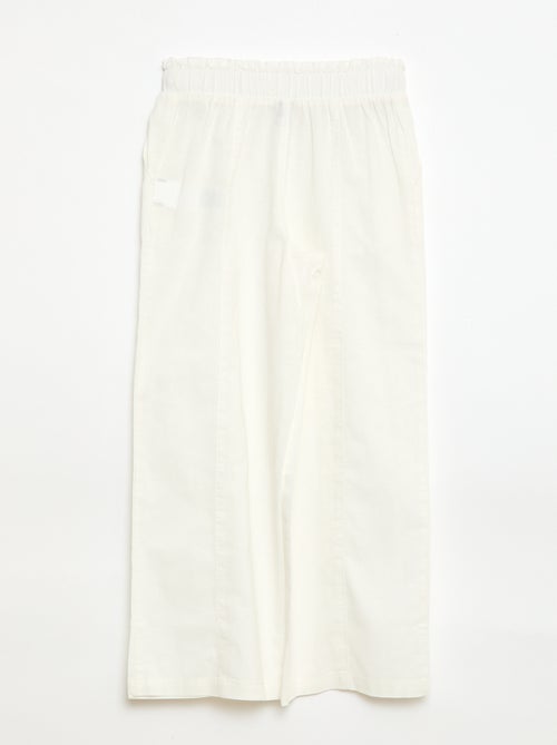 Wide Leg Cotton Blend Trousers - Kiabi