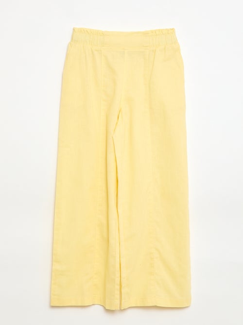 Wide Leg Cotton Blend Trousers - Kiabi