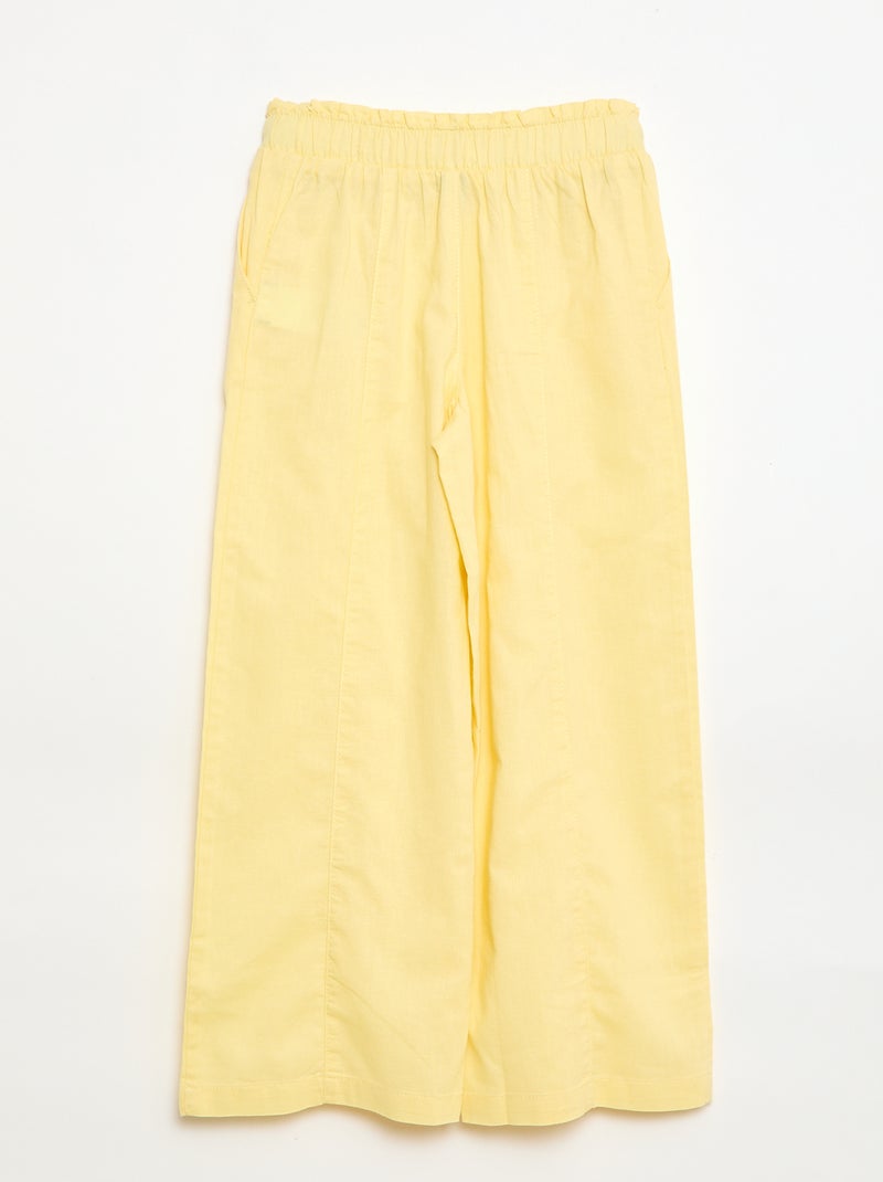 Wide Leg Cotton Blend Trousers Yellow - Kiabi