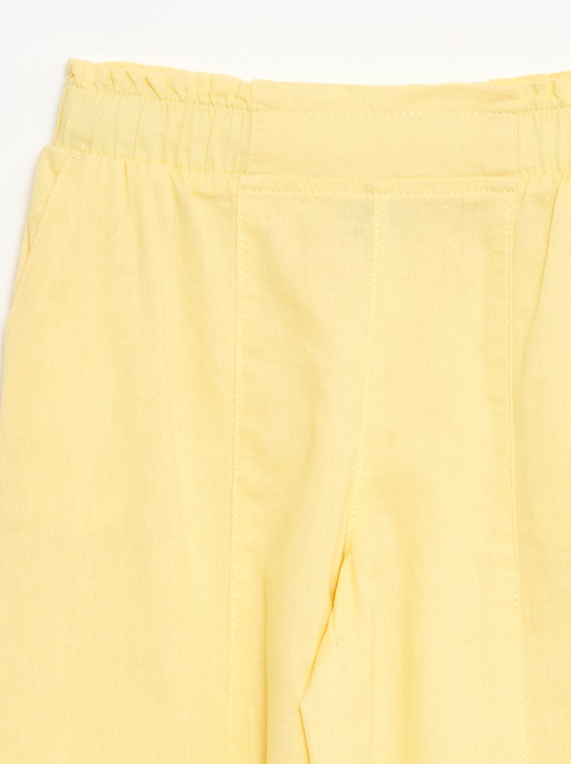 Wide Leg Cotton Blend Trousers Yellow - Kiabi