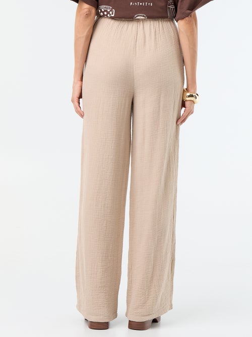 Wide-leg cotton gauze trousers - Kiabi
