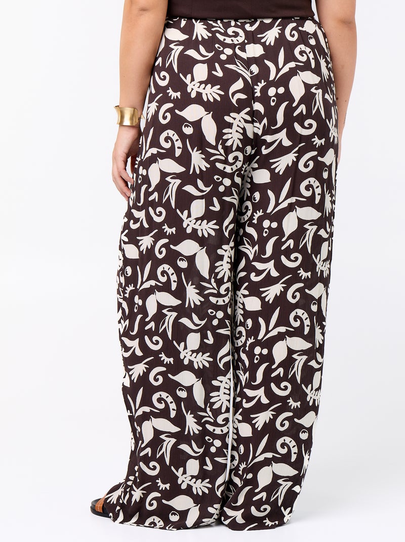 Wide-Leg Crepe Knit Pants Blue - Kiabi