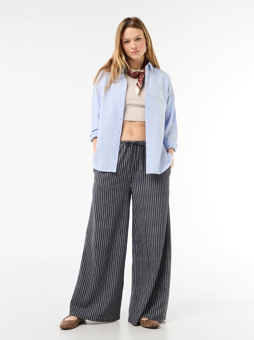 Wide-Leg Crêpe Trousers with 2 Pockets - Kiabi