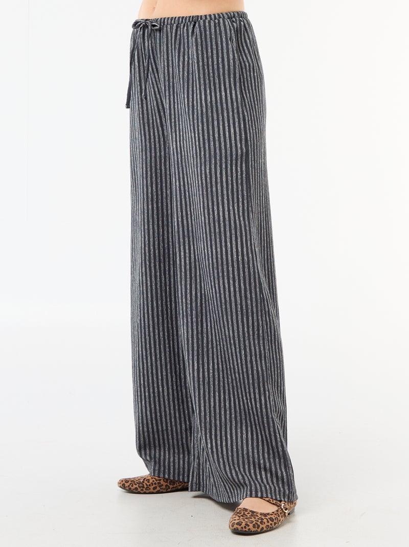 Wide-Leg Crêpe Trousers with 2 Pockets Grey - Kiabi
