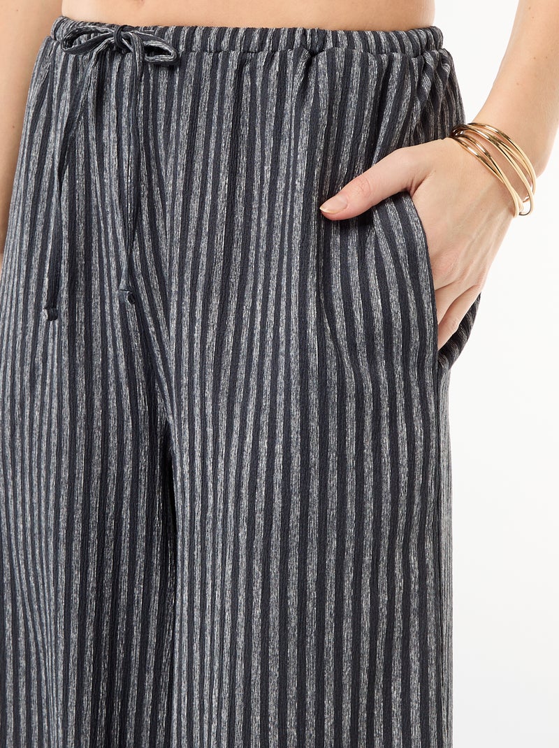 Wide-Leg Crêpe Trousers with 2 Pockets Grey - Kiabi