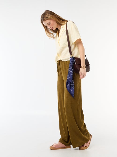 Wide-Leg Crêpe Trousers with 2 Pockets - Kiabi