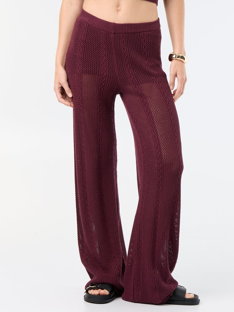 Wide-leg crochet trousers Red - Kiabi