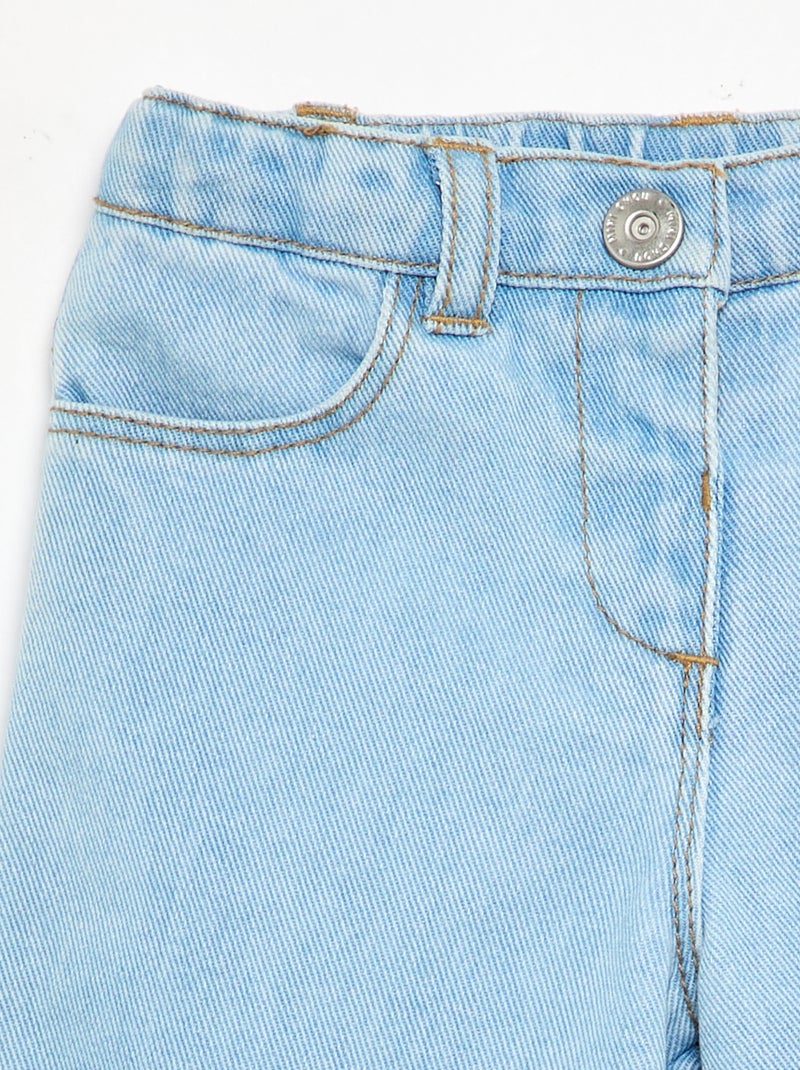 Wide-leg denim pants with ruffles Blue - Kiabi