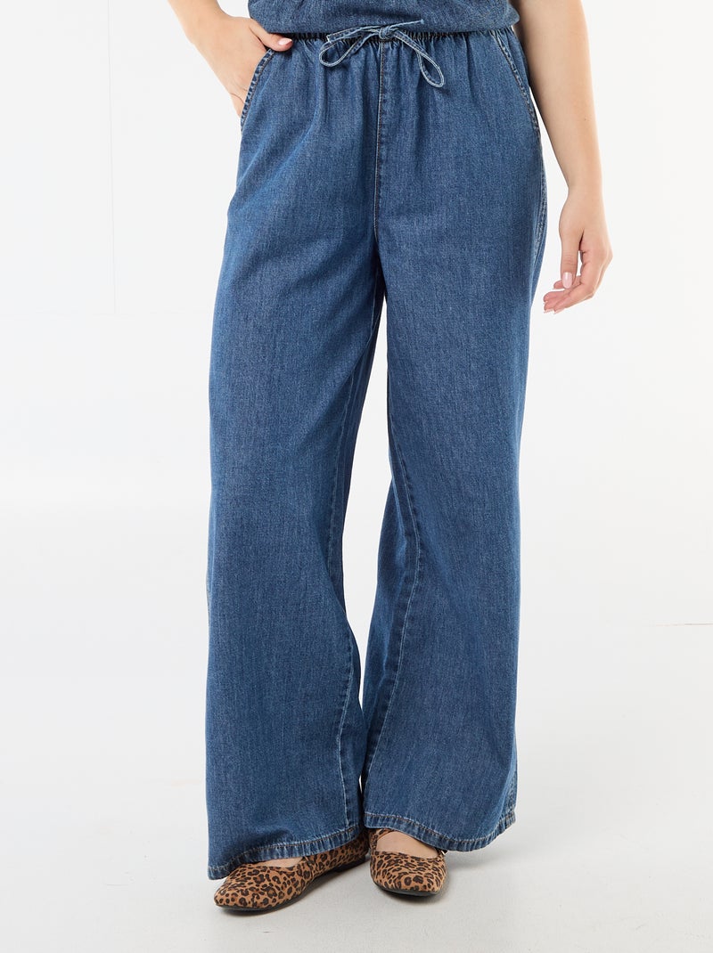 Wide-Leg Denim Trousers Blue - Kiabi
