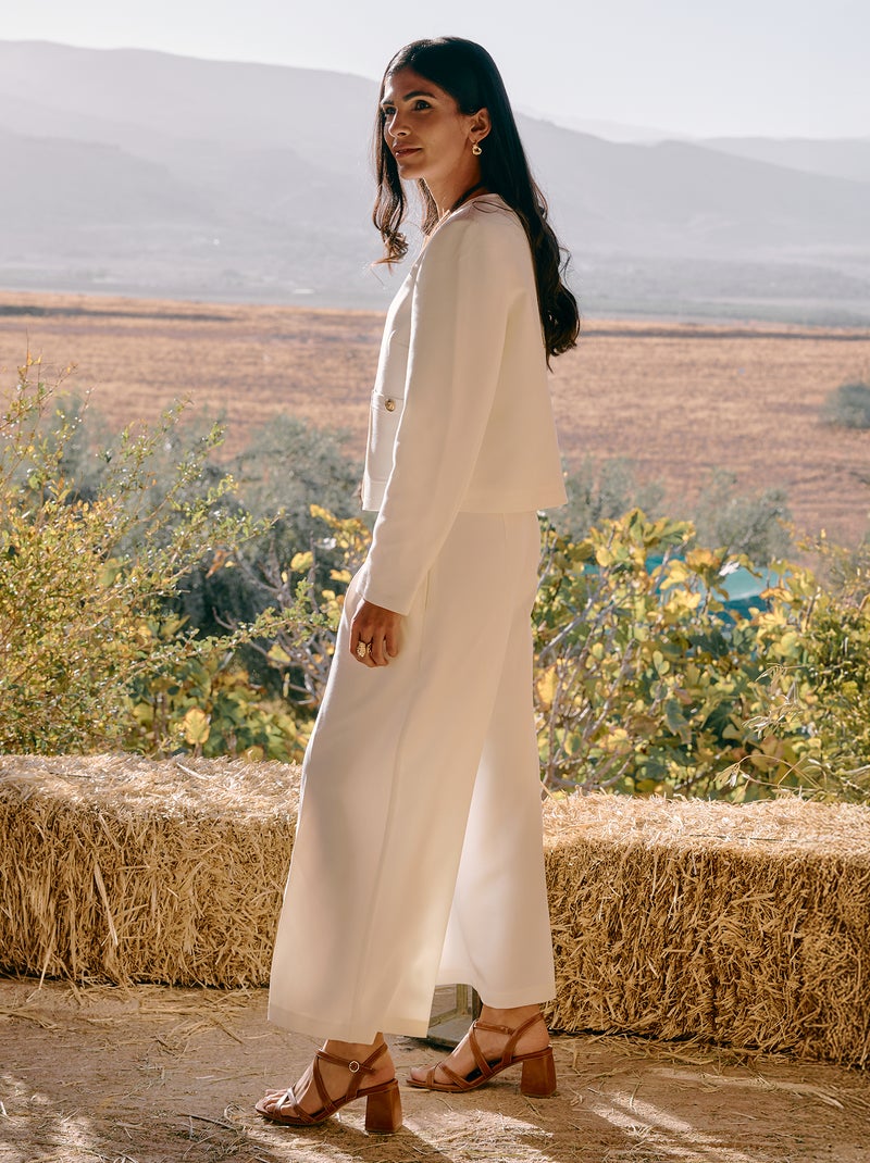Wide-Leg Dress Pants White - Kiabi