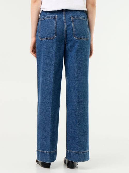 Wide-Leg High-Waist Jeans mit aufgesetzten Taschen - Kiabi Wide-Leg High-Waist Jeans mit aufgesetzten Taschen - Kiabi