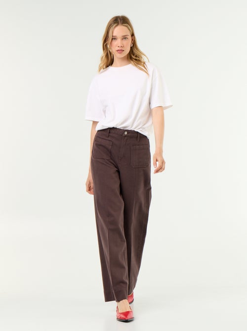 Wide-Leg High-Waist Jeans mit aufgesetzten Taschen - Kiabi