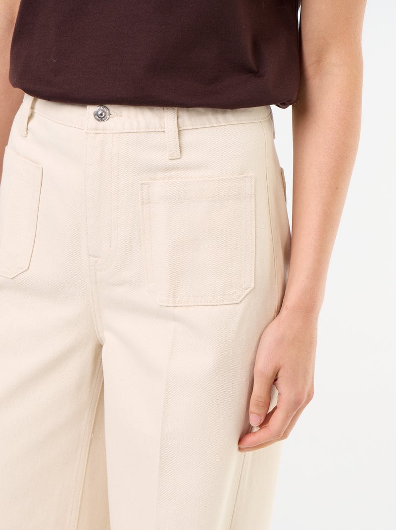 Wide-Leg High-Waist Jeans mit aufgesetzten Taschen Weiß - Kiabi