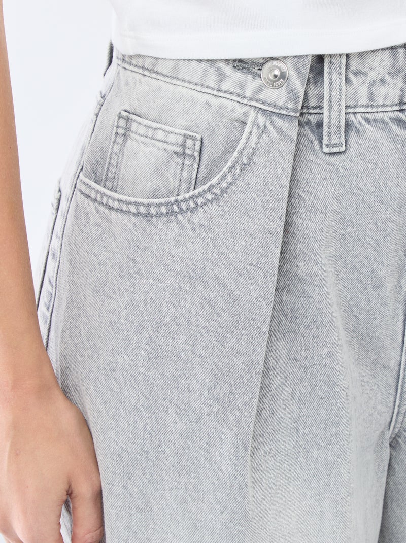 Wide leg high-waisted jeans Grey - Kiabi
