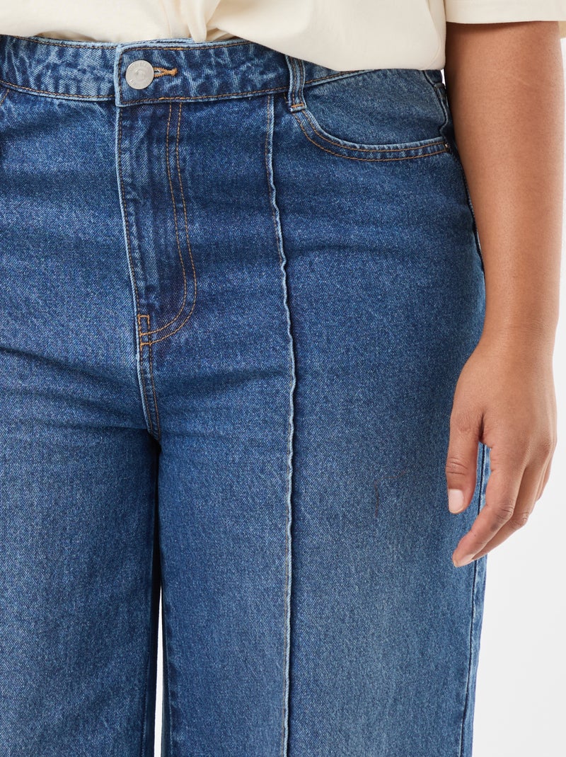Wide Leg High-Waisted Jeans with Front Pleats Blue - Kiabi