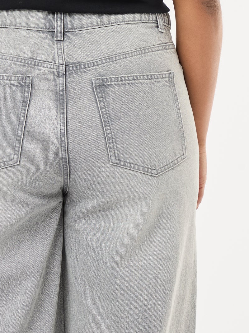 Wide Leg High-Waisted Jeans with Front Pleats Grey - Kiabi