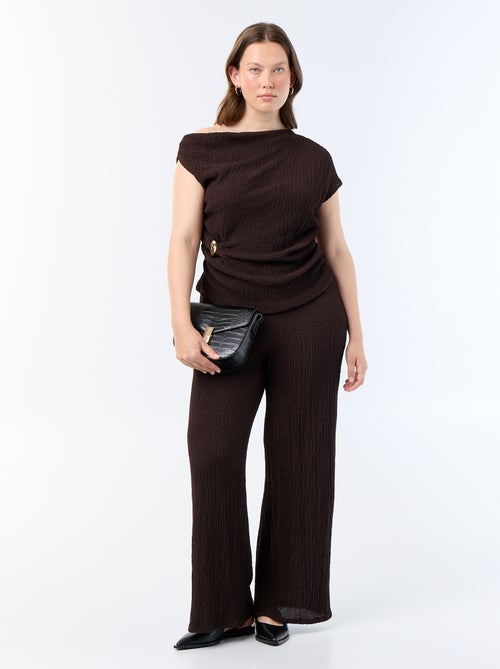 Wide-Leg-Hose aus Waffelstrick - Kiabi Wide-Leg-Hose aus Waffelstrick - Kiabi