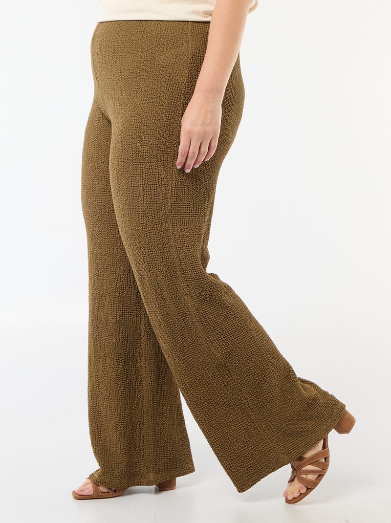 Wide-Leg-Hose aus Waffelstrick Grün - Kiabi