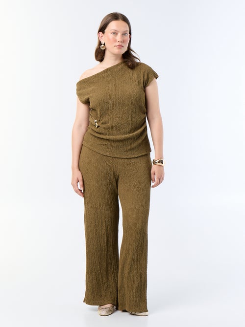 Wide-Leg Hose aus Waffelstrick - Kiabi Wide-Leg Hose aus Waffelstrick - Kiabi