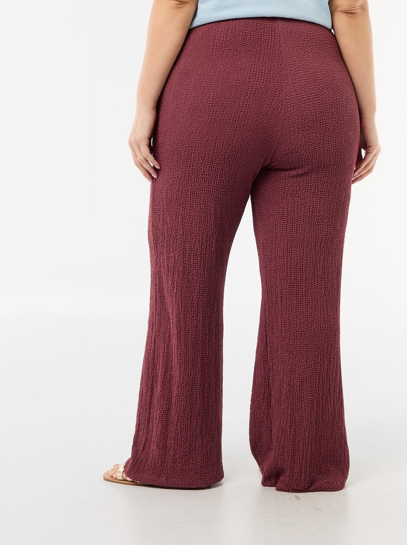 Wide-Leg-Hose aus Waffelstrick Rosa - Kiabi