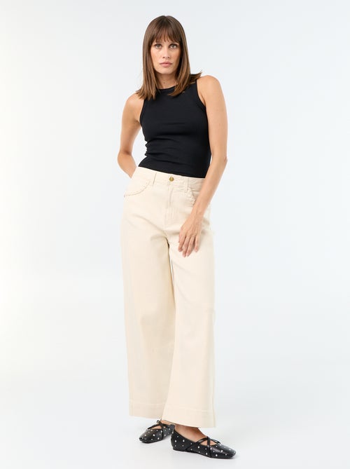 Wide-Leg-Hose mit geflochtenen Taschen - Kiabi