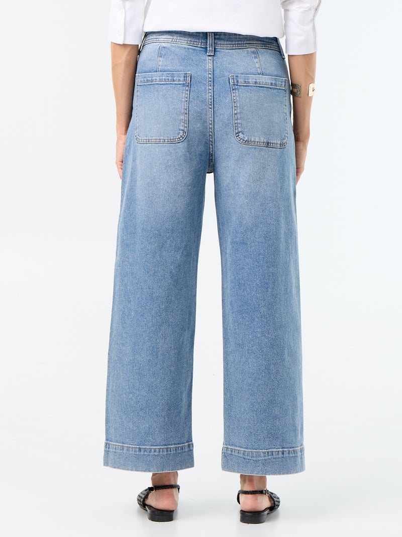 Wide-Leg-Hose mit geflochtenen Taschen Bleu - Kiabi