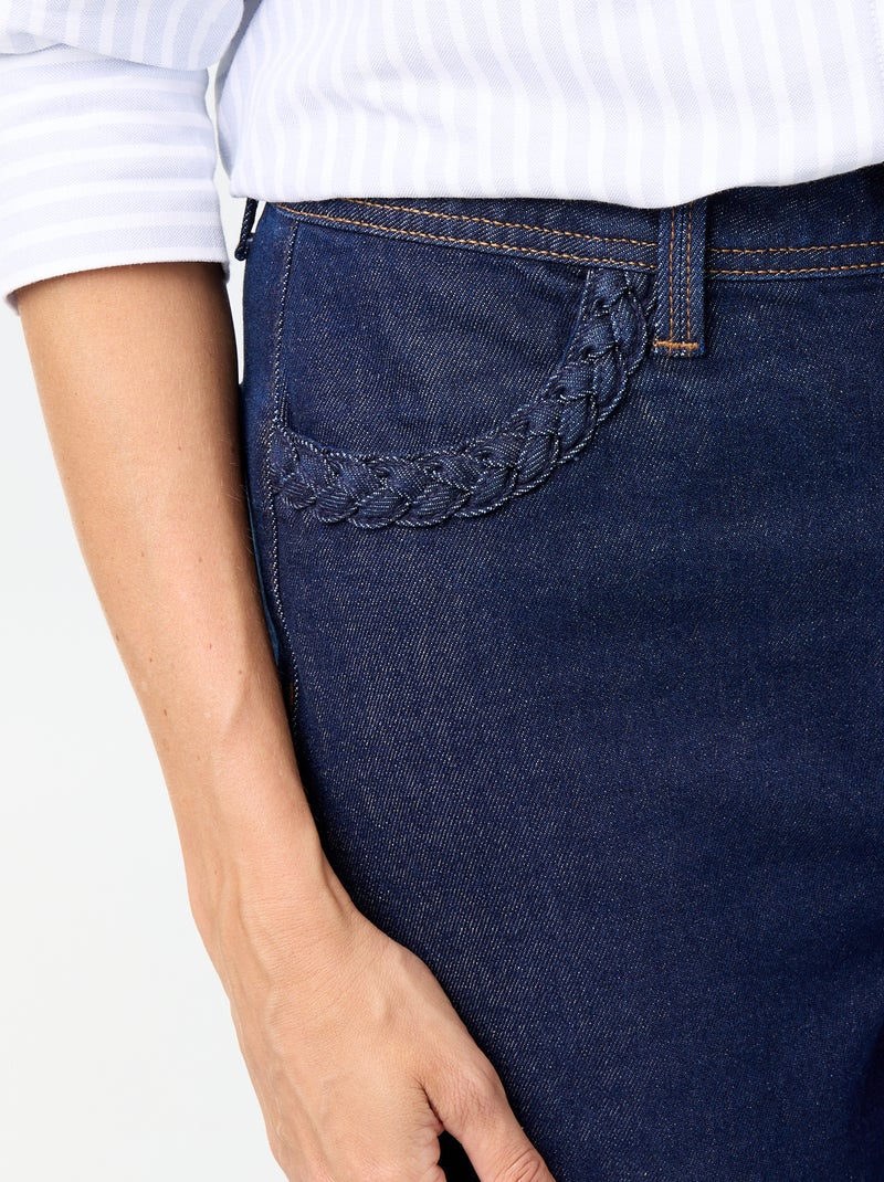 Wide-Leg-Hose mit geflochtenen Taschen Bleu - Kiabi