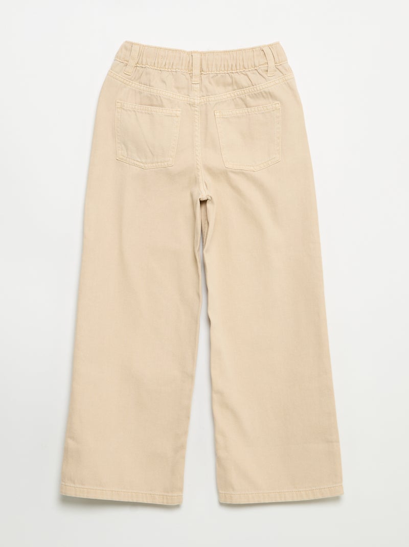 Wide-Leg Hose mit regulierbarer Taille Beige - Kiabi