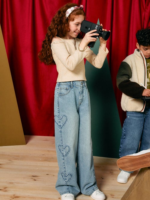 Wide-Leg-Hose mit Stickereien - Kiabi