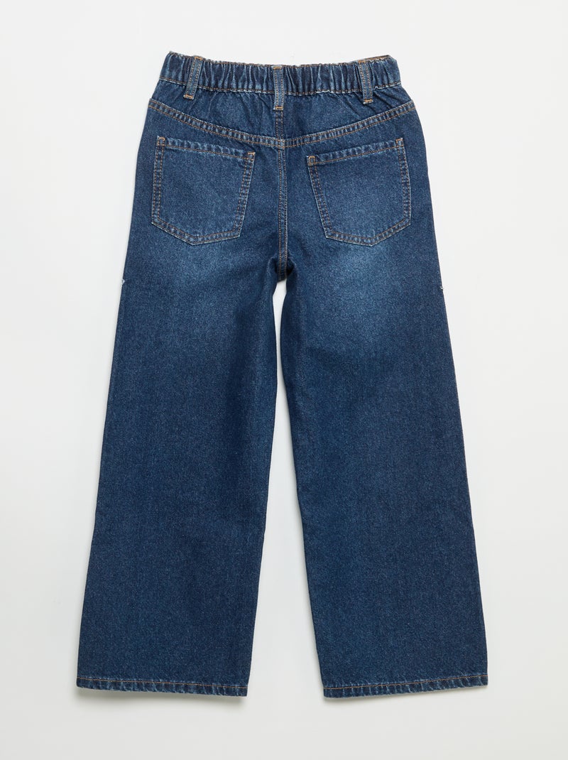 Wide-Leg-Hose mit Stickereien Bleu - Kiabi