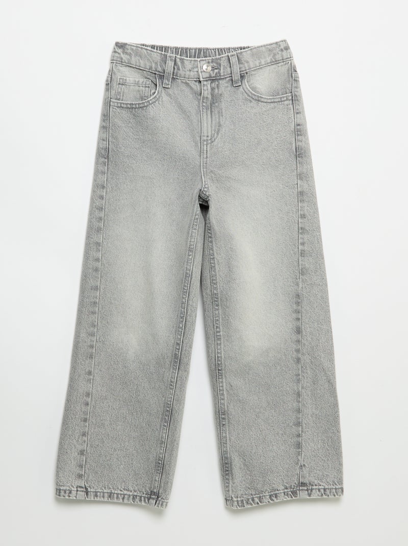 Wide-Leg-Hose mit Stickereien Gris - Kiabi