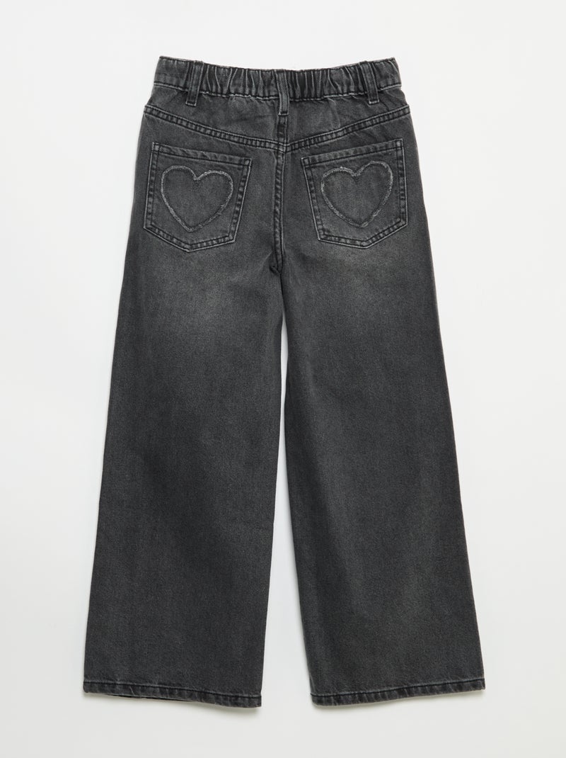 Wide-Leg-Hose mit Stickereien Gris - Kiabi