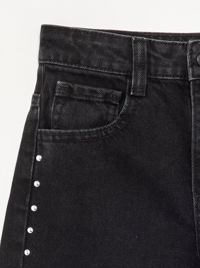 Wide-Leg-Hose mit Ziernieten Schwarz - Kiabi