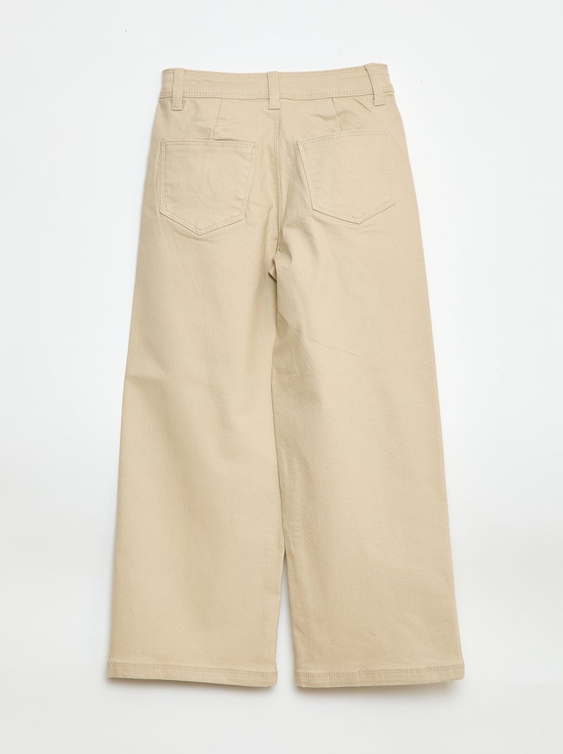 Wide-Leg-Hose ohne Vordertaschen Beige - Kiabi